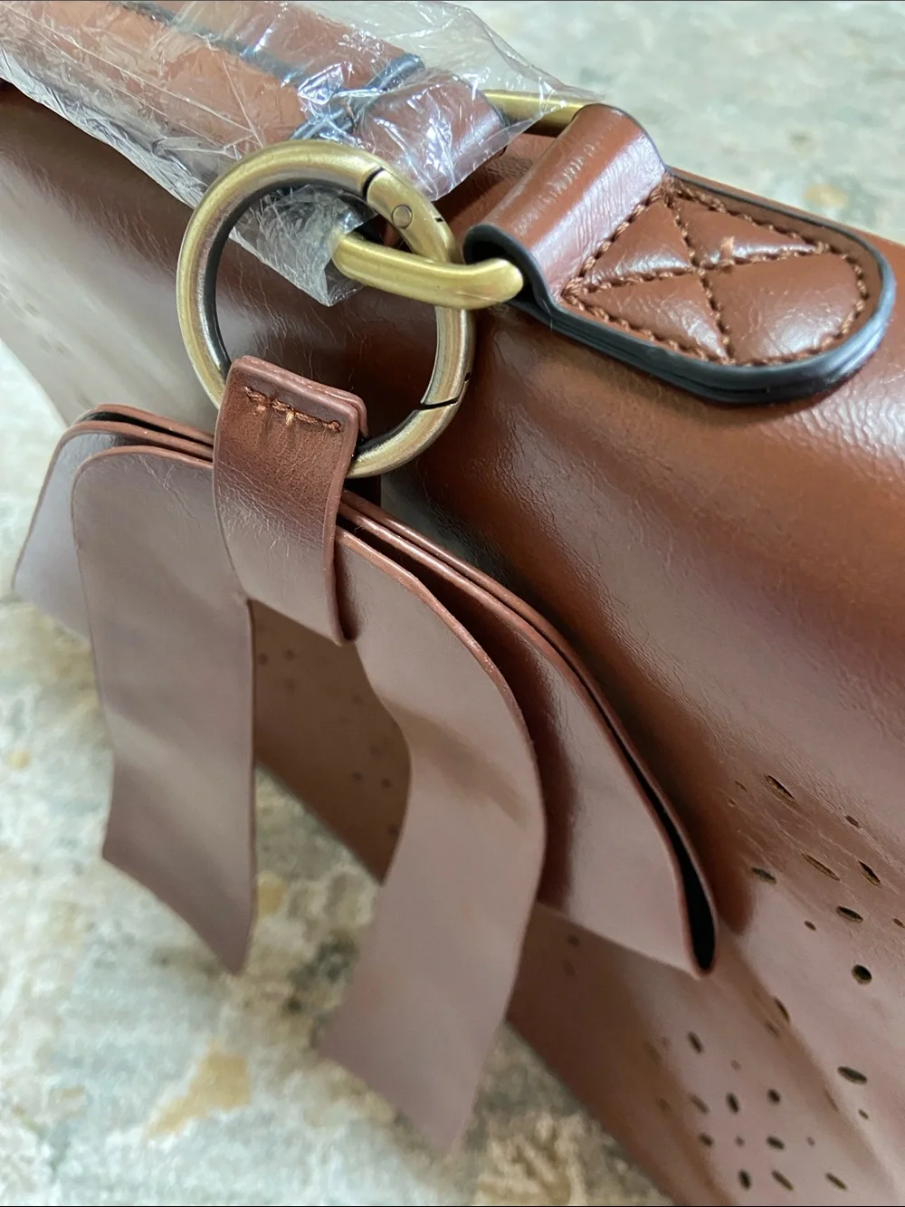 Walasa Leather Pocket Full of Sunshine Messenger Bag with Decorative Bow Accent